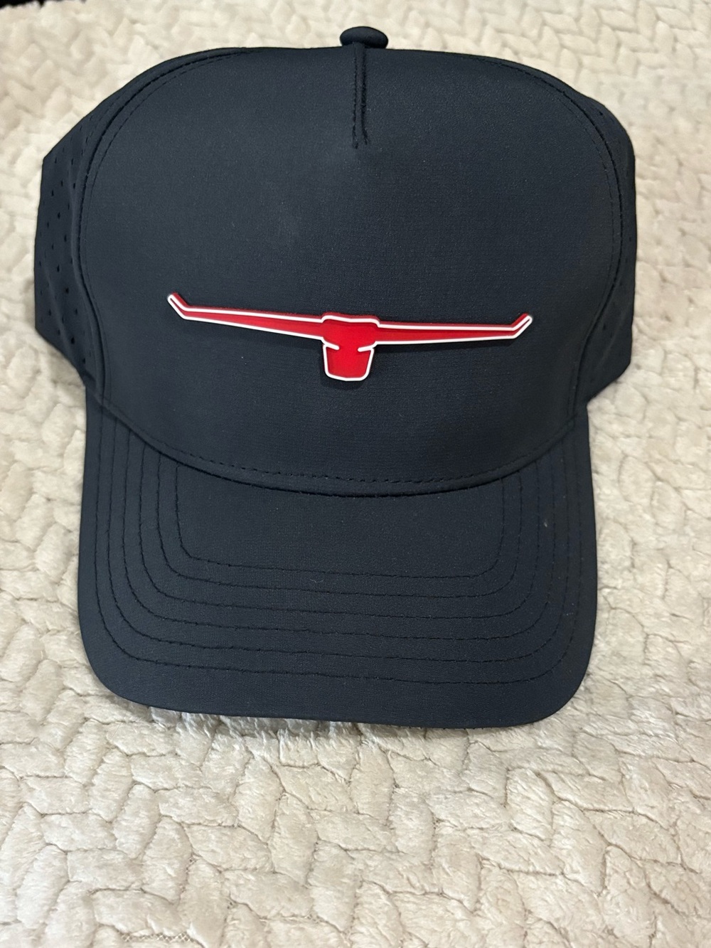 Black Baseball Cap with Red Logo
